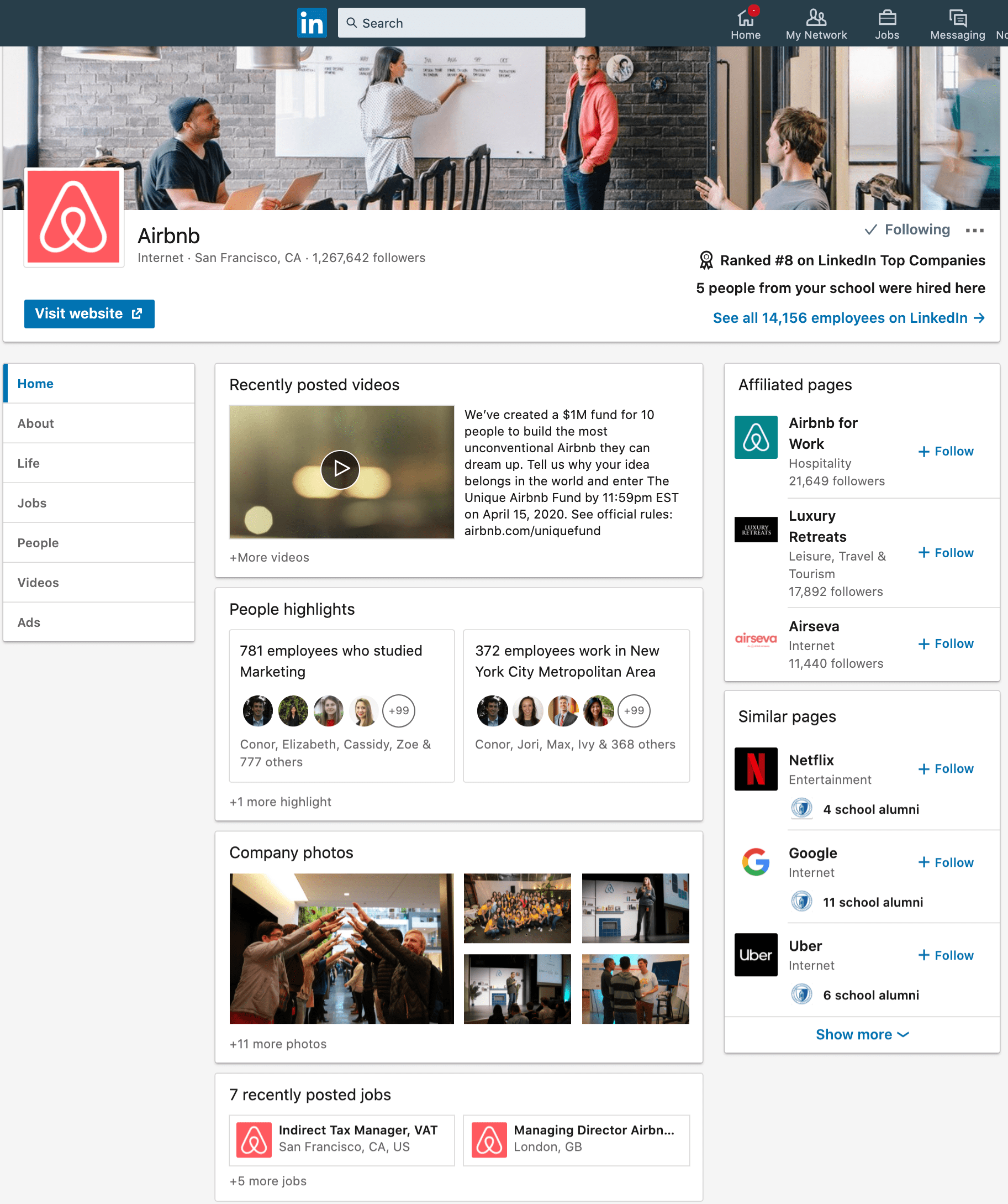 Panoramica di Airbnb LinkedIn