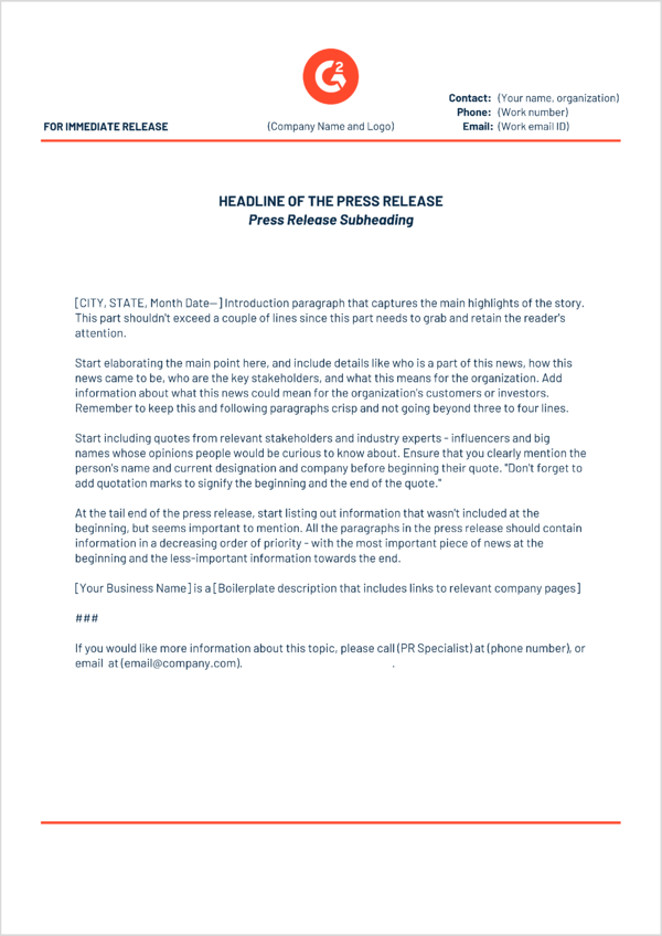 무료 보도 자료 템플릿