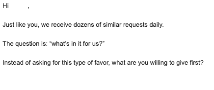email di risposta di sensibilizzazione per la creazione di link