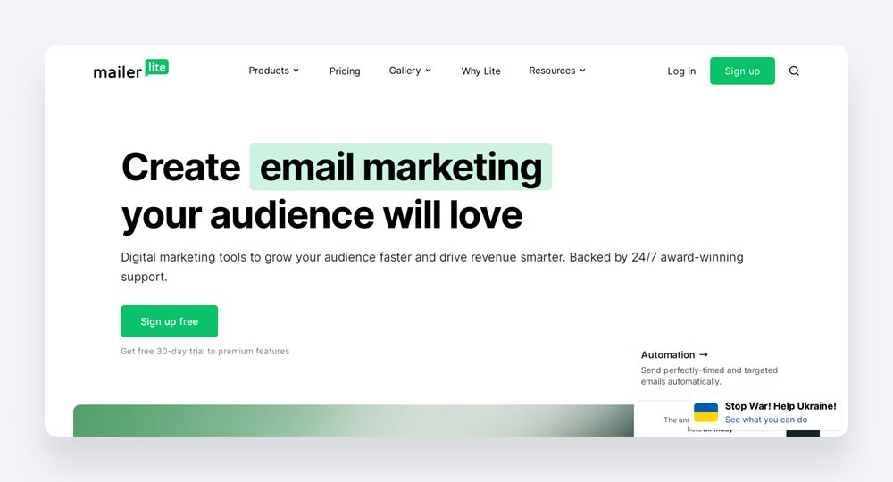 Mailer Lite - software de marketing prin e-mail pentru agenții imobiliari