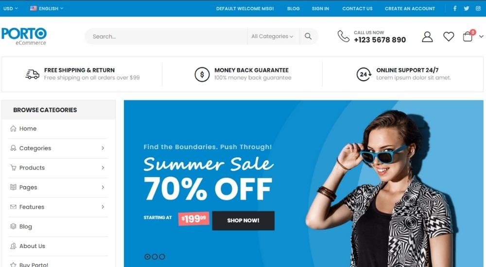 Porto-empfohlenes Magento-2-Design