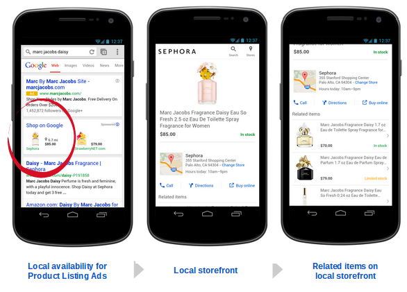Google-Anzeige mit lokalem Inventar Google Local Inventory Ad
