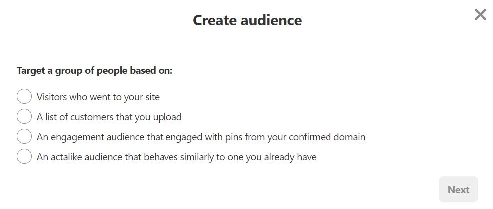 pinterest-視聴者の作成