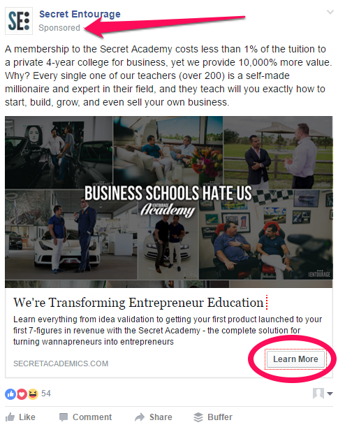 publicación impulsada por fb