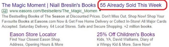 easons-Textanzeigen-Popularität