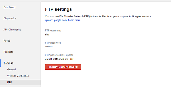 Configurações de FTP