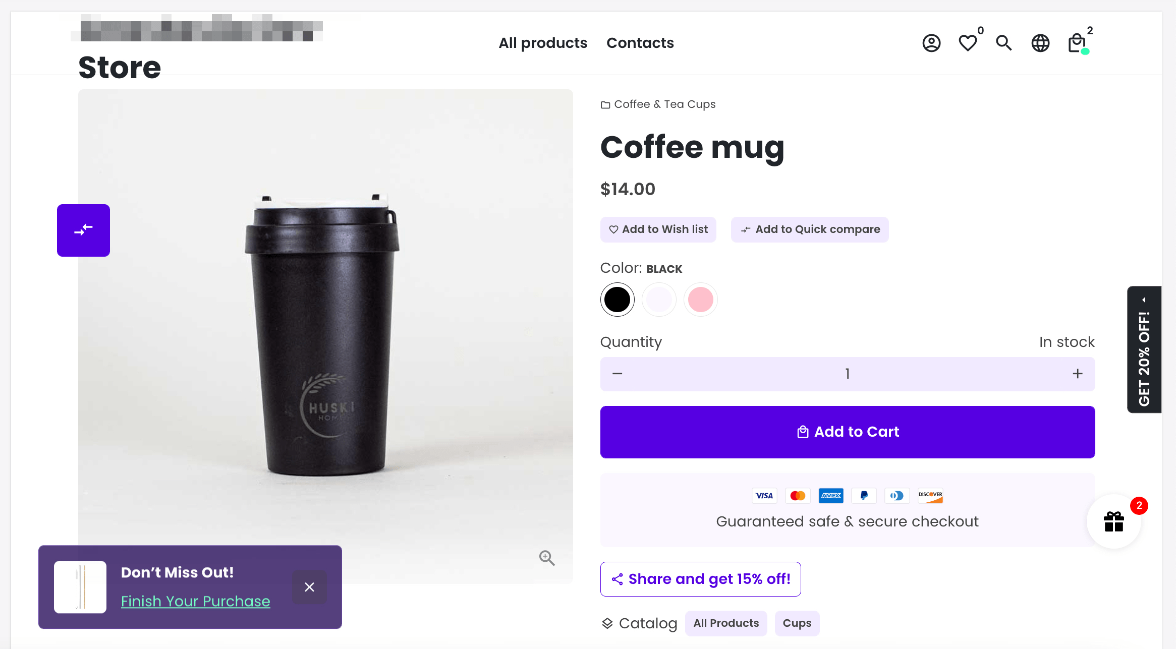 使用 Debutify 創建的產品頁面