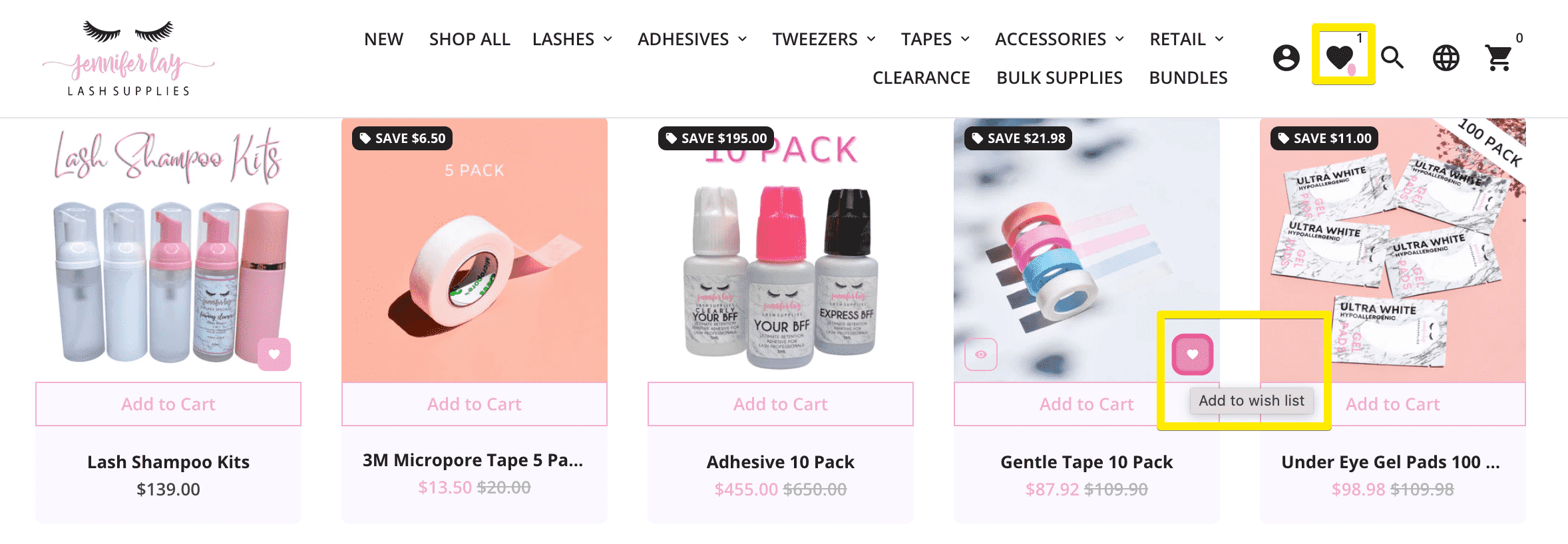 收藏頁面上的願望清單