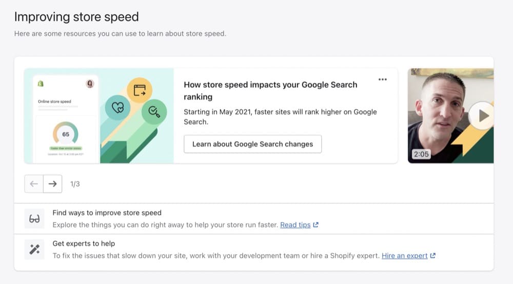 Raportul de viteză al magazinului online Shopify