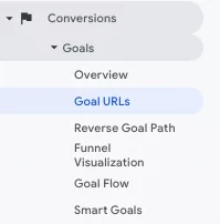 GA 菜单中的目标 URL