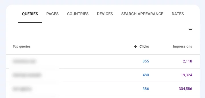在 GSC 中,用于查找页面的查询