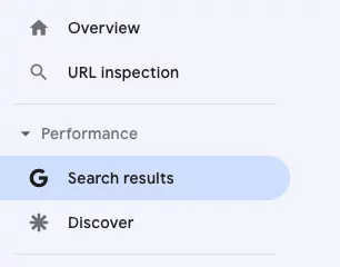 登录 Google Search Console 并从菜单中选择“搜索结果”