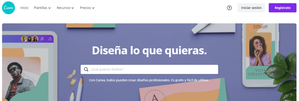 صفحة Canva الرئيسية