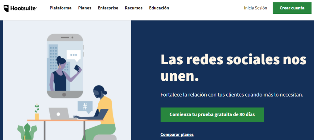 الصفحة الرئيسية لـ Hootsuite