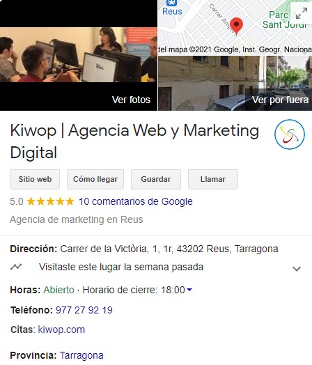 kiwop 的 google my business 標籤示例