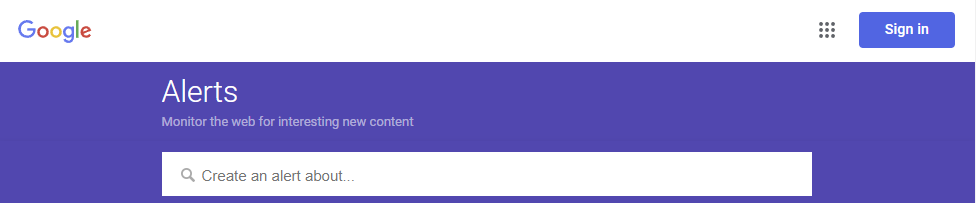 Screenshot di Google Alert