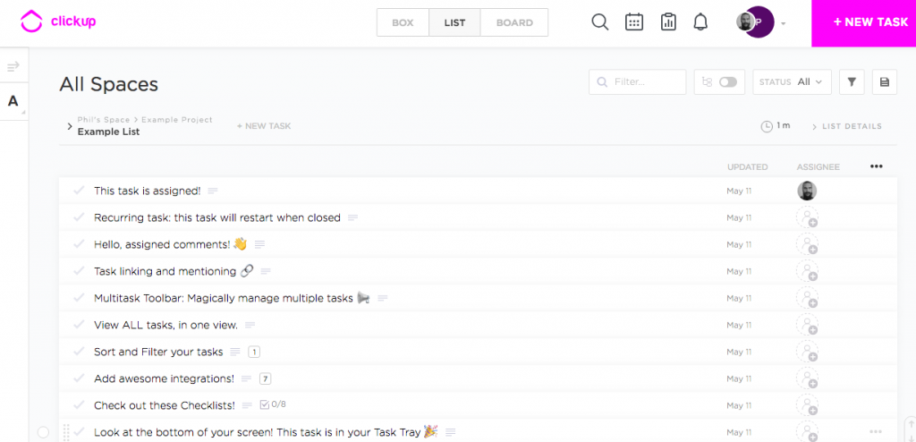 시간 관리 도구 클릭업