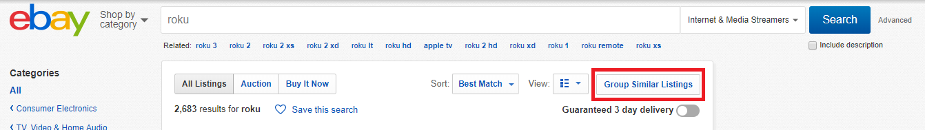 compras basadas en productos eBay