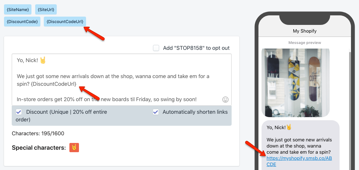 Promociones de marketing por SMS personalizadas en Shopify