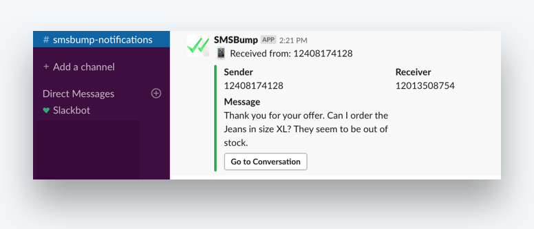 Integrare SMS Chat Slack pentru Shopify