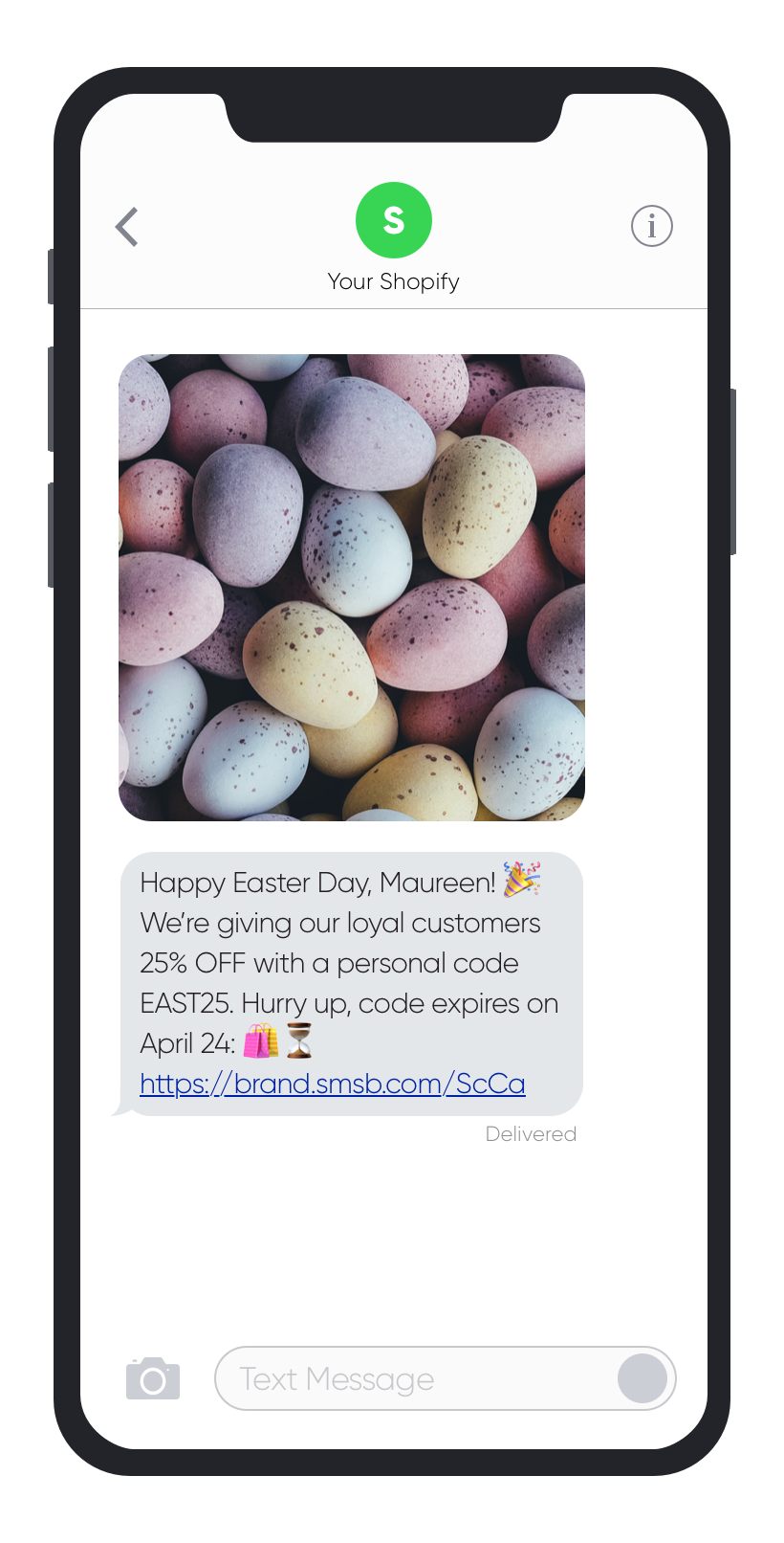 ตัวอย่างแคมเปญ SMSBump SMS Marketing Easter 2019