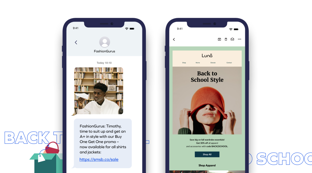 新学期の SMS とメールのテンプレート