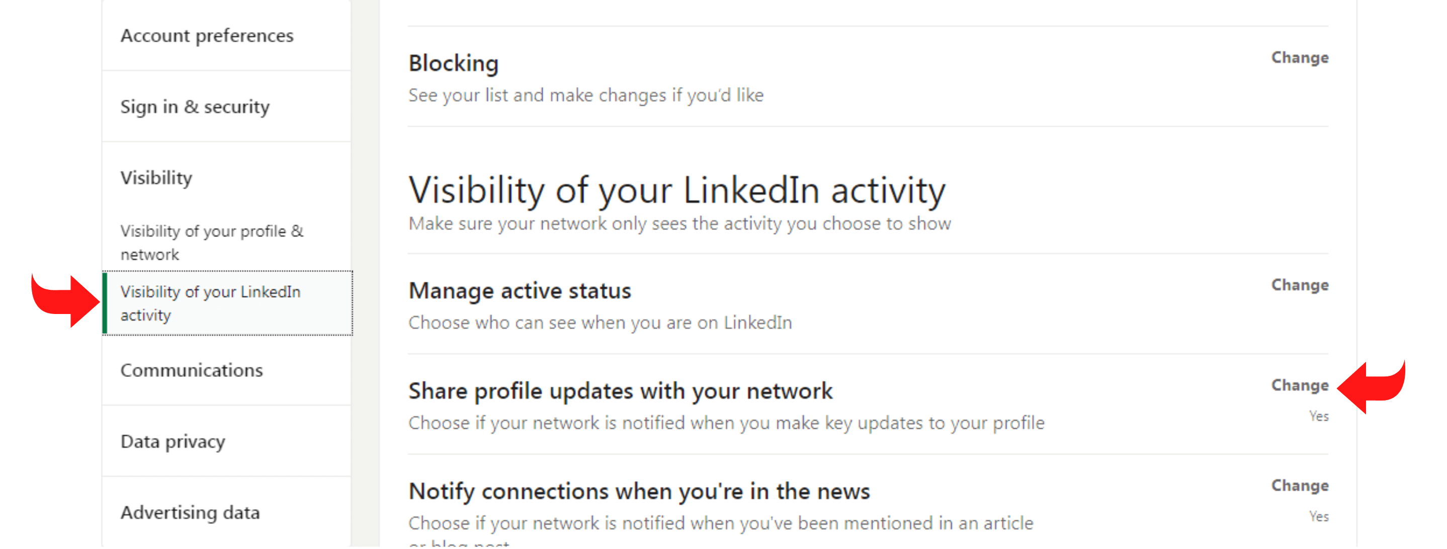 Sichtbarkeits-Updates