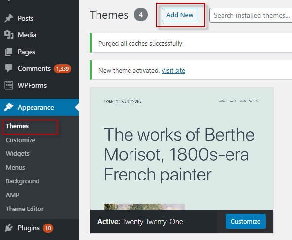 كيفية تثبيت سمة WordPress: الدليل الكامل 9 Add new WordPress theme