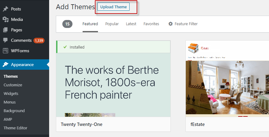 كيفية تثبيت سمة WordPress: الدليل الكامل 10 Upload WordPress theme