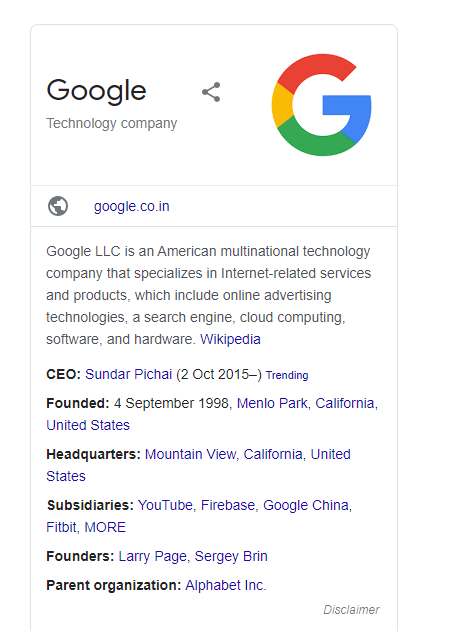 什么是谷歌的知识图谱 3 Knowledge Graph Panel