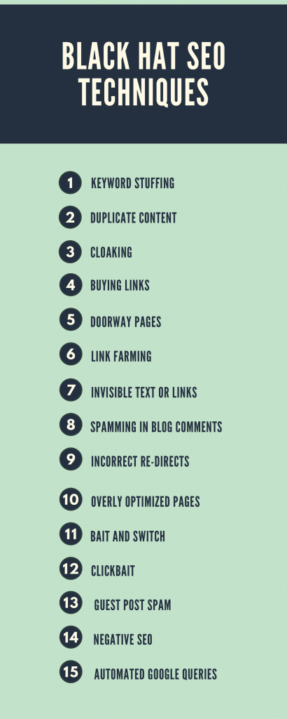 15 طريقة قاتلة لكبار المسئولين الاقتصاديين للقبعة السوداء يجب تجنبها في عام 2021 2 Black Hat SEO Techniques