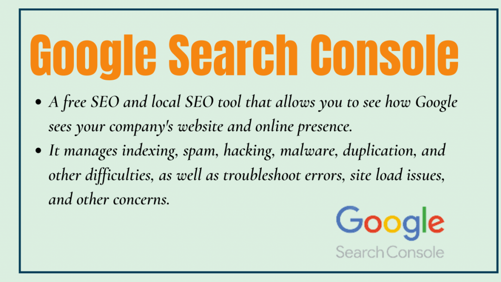 Google Search Console - local seo tool