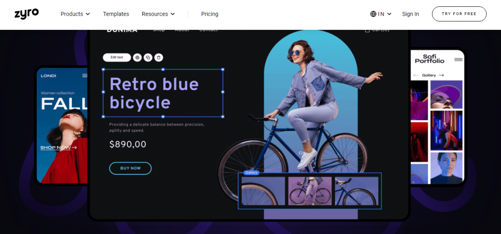 أفضل منشئ مواقع مجاني في الهند 9 zyro