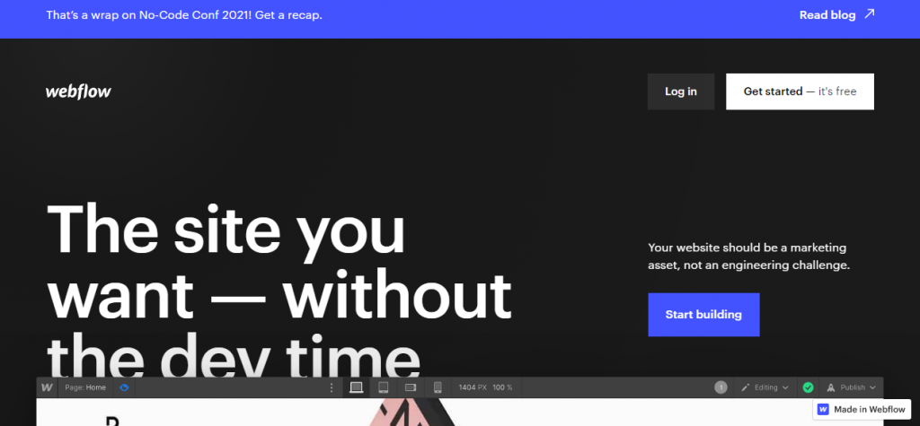 أفضل منشئ مواقع مجاني في الهند 16 webflow