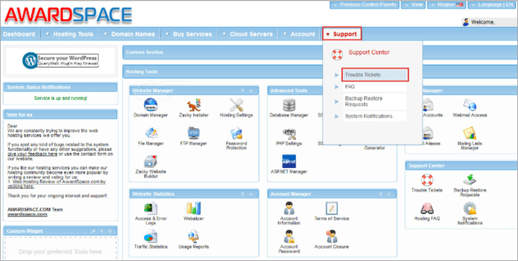 Penyedia Hosting WordPress Gratis Terbaik untuk 2022 7 AwardSpace