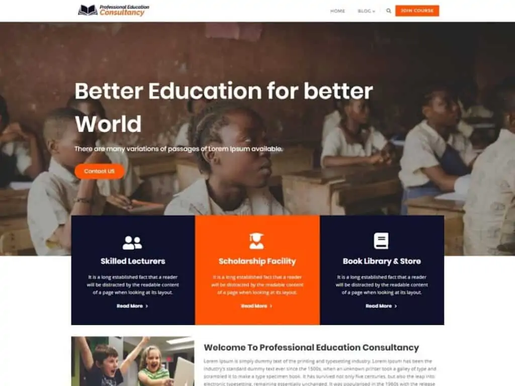 Meilleurs thèmes WordPress gratuits pour l'éducation 17 Professional Education Consultancy