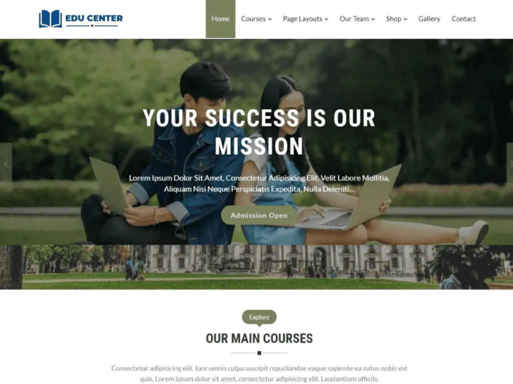 Meilleurs thèmes WordPress gratuits pour l'éducation 5 educenter-free-theme