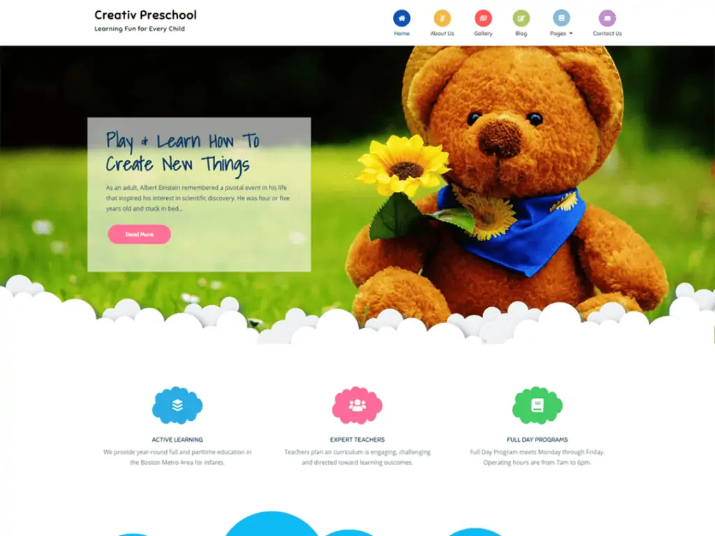 Meilleurs thèmes WordPress gratuits pour l'éducation 3 Creativ-Preschool