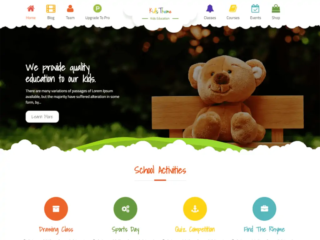 Meilleurs thèmes WordPress gratuits pour l'éducation 15 Kids Education