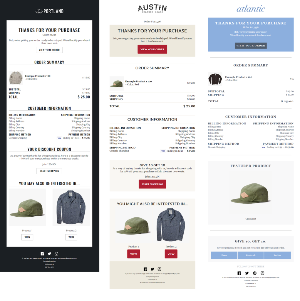 取引メールの例