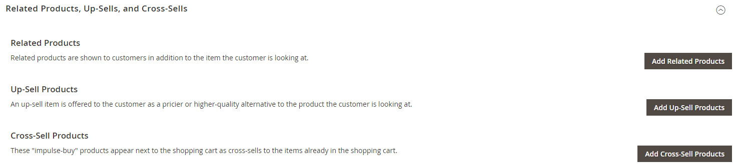 Magento'daki ilgili ürün bölümünün ekran görüntüsü