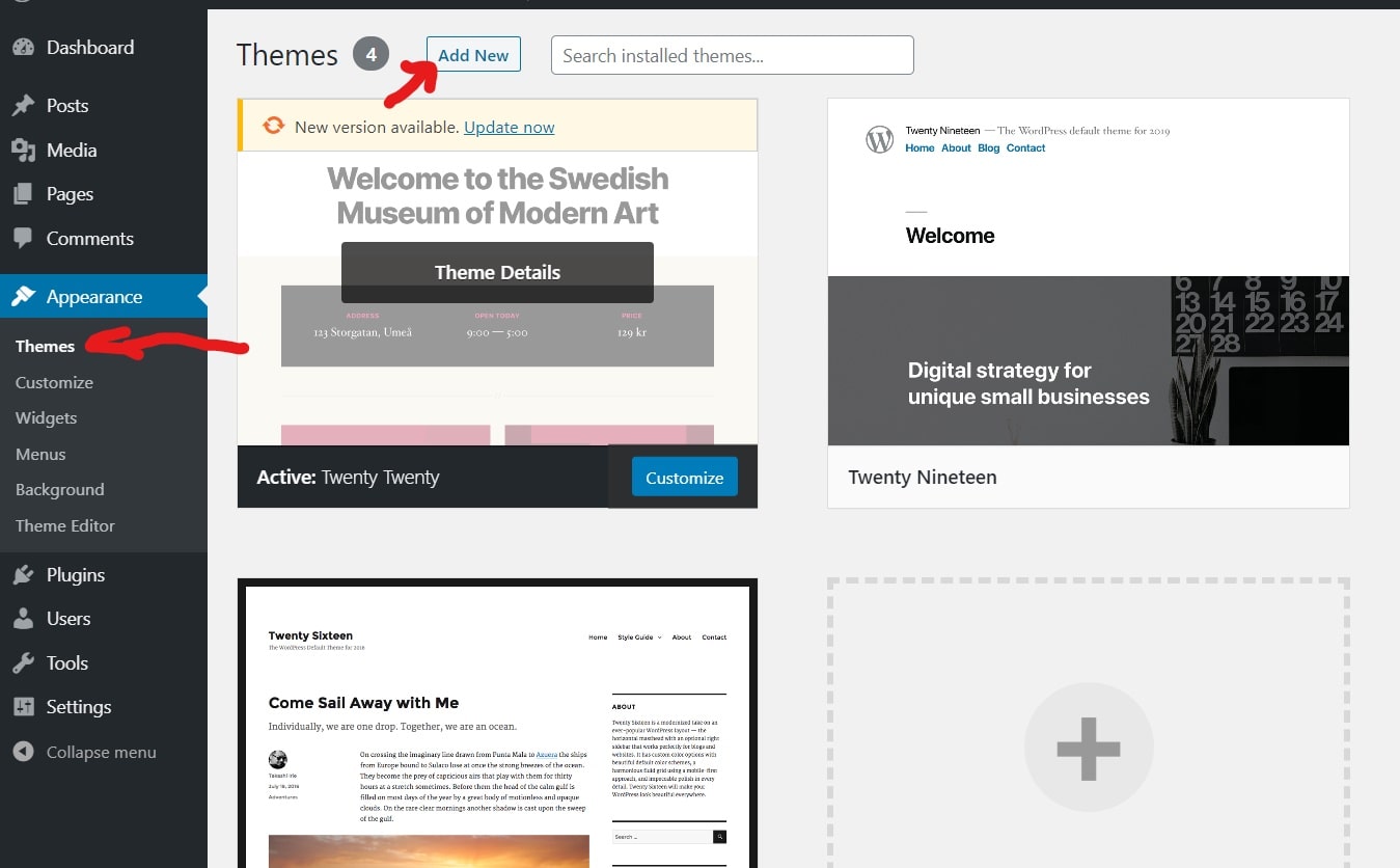 Fügen Sie ein neues WordPress-Design hinzu
