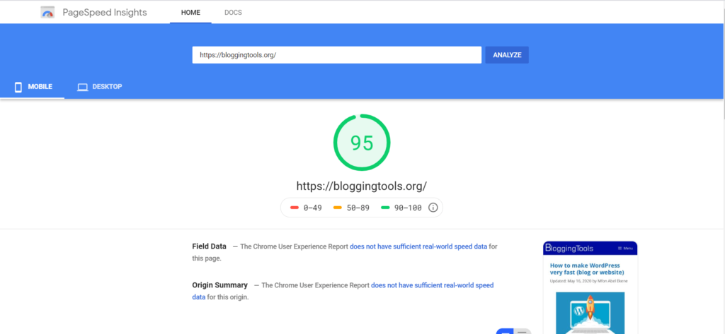 Google PageSpeed Insight для мобильных устройств