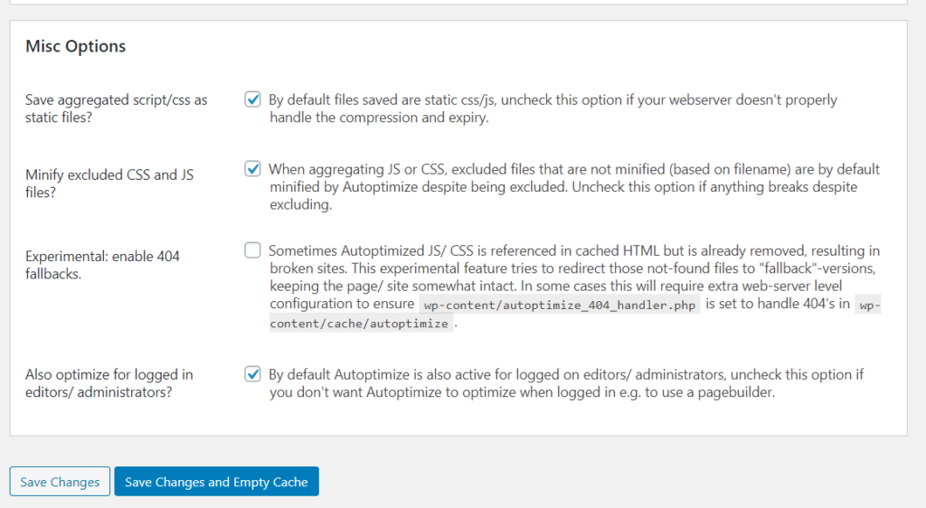 Автооптимизация Прочие параметры