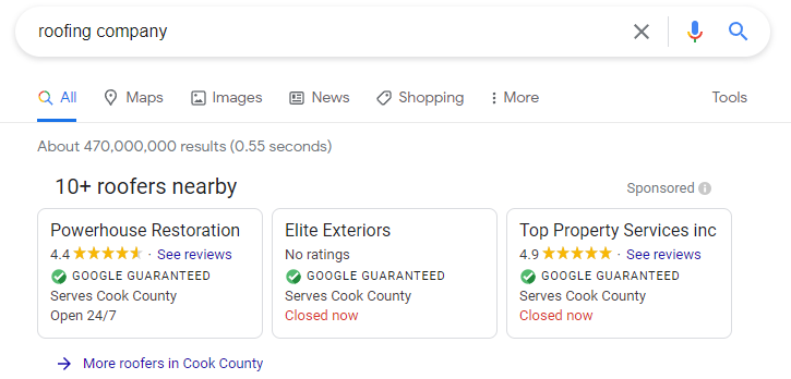căutare locală de publicitate pe google