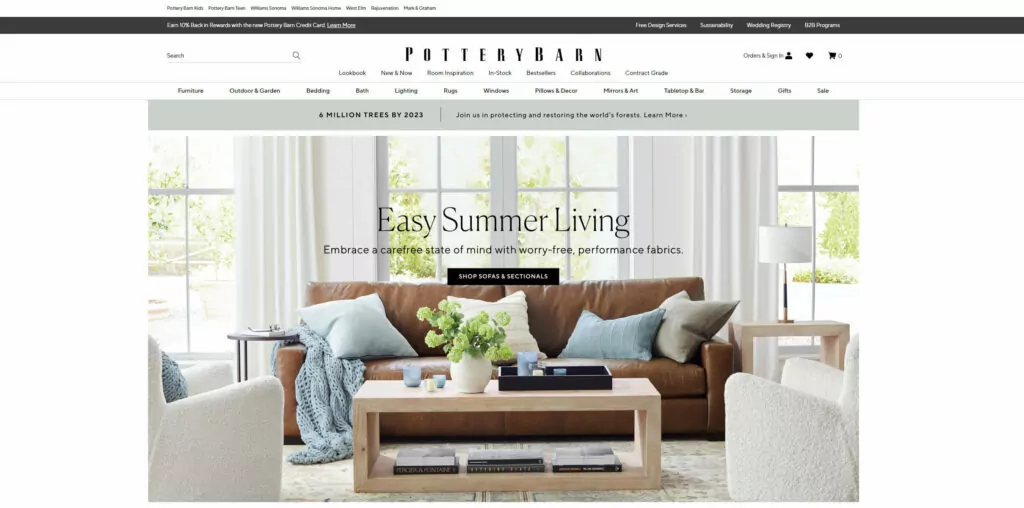 Sito web di Pottery BARN