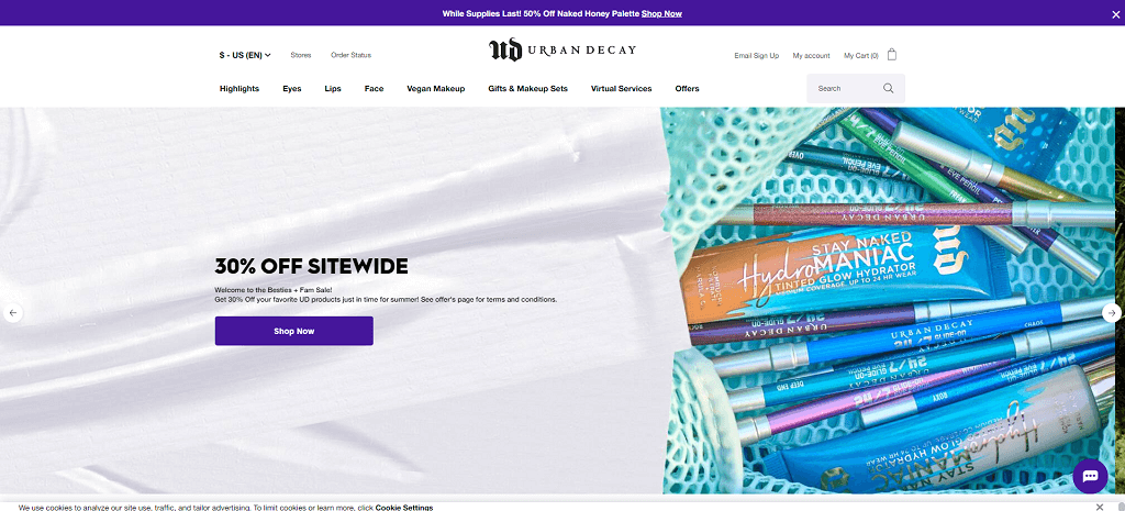 Strona internetowa Urban Decay
