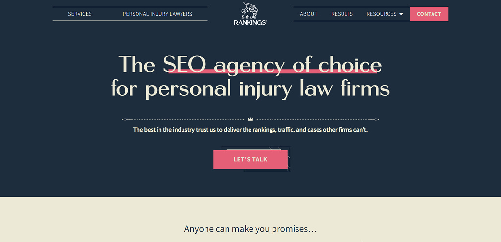 rankings.io-Webseite