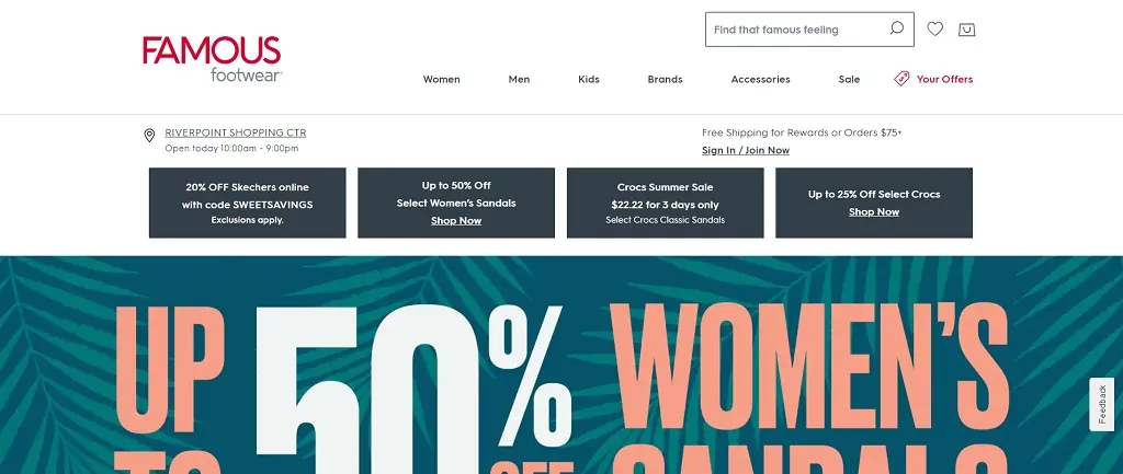 Site famoso de calçados