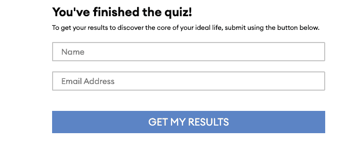 lead capture form for quiz